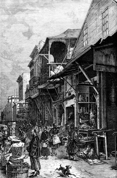 En markedsplads i San Francisco, Californien, USA, midten af det 19. århundrede c1880 af Unbekannt