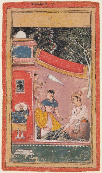 En side fra en Ragamala-serie: Ramakali Ragini fra Hindol Raga, ca. 1610. af Unbekannt