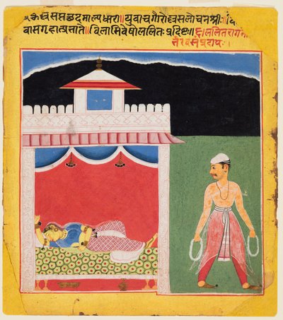 En side fra en Ragamala-serie: Lalita Ragini, ca. 1600. af Unbekannt