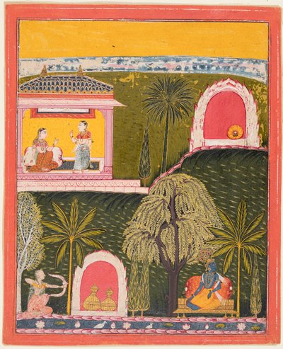 En side fra en Rasikapriya-serie, ca. 1660. af Unbekannt