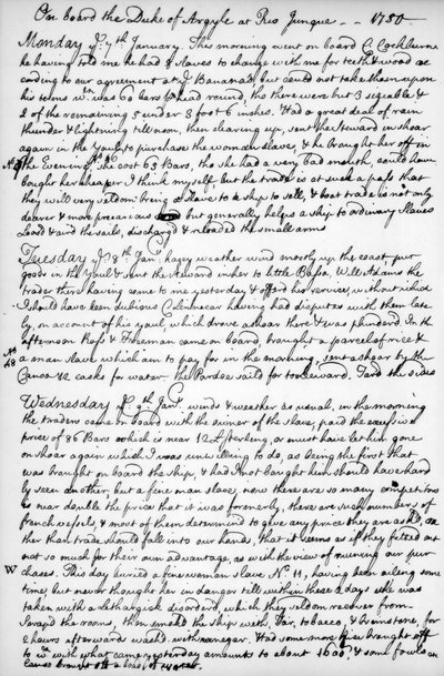 En side fra John Newtons journal, 1750-1754 1965 af Unbekannt