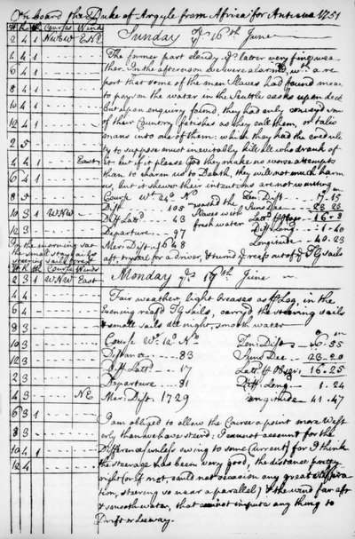 En side fra John Newtons journal, 1750-1754 1965 af Unbekannt