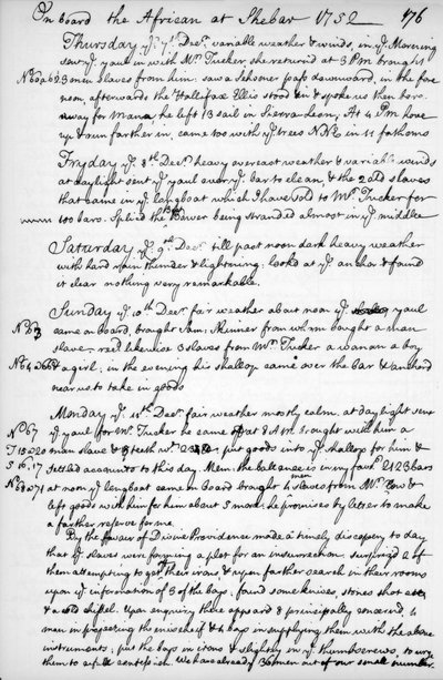En side fra John Newtons tidsskrift, 1750-1754 1965 af Unbekannt