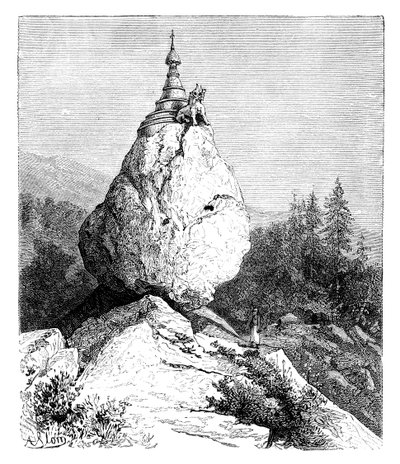En pagode på toppen af en kampesten, 1895 af Unbekannt