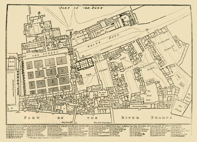 En reduceret kopi af Fishers Ground Plan of the Royal Palace of Whitehall, 1680, 1881. af Unbekannt
