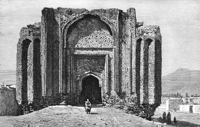 En ødelagt moské fra det 14. århundrede, Hamadan, Iran, 1895 af Unbekannt