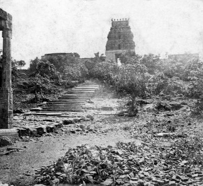 Et ødelagt tempel nær Madras, Indien, 1874 af Unbekannt