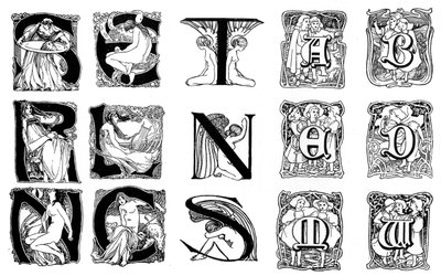 Et sæt dekorative begyndelsesbogstaver, 1898 af Unbekannt