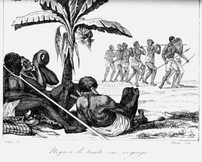 En slavekonvoj, Afrika, 1800-tallet af Unbekannt