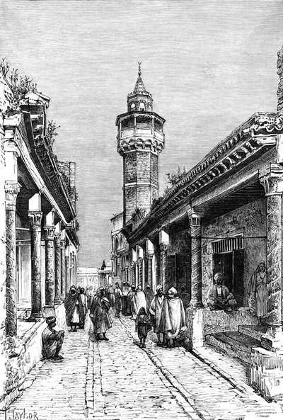 En gade i Suk-distriktet i Tunis, Tunesien, 1895 af Unbekannt