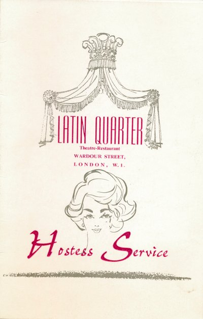 Et takstkort for natklubben The Latin Quarter på Londons Leicester Square, c1969 af Unbekannt