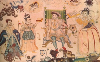 Et gobelin med Henry VIII, Edward VI og Elizabeth I. Troede at være Elizabethan, 1914 af Unbekannt