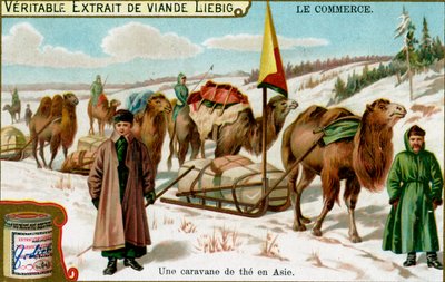 En te-karavane i Asien, ca. 1900 af Unbekannt