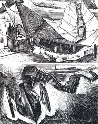 Et tog afsporet af sne. af Unbekannt