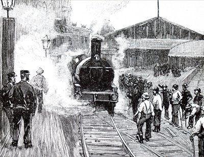 Et tog, der forlader Plymouth Train Station. af Unbekannt