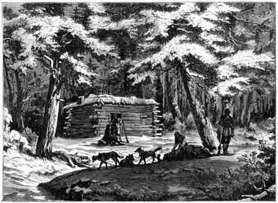 En vinterhytte i Saskatchewan-landet, Canada, 1877 af Unbekannt