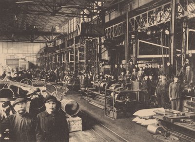 Et værksted fra Putilov-fabrikken, ca. 1914 af Unbekannt