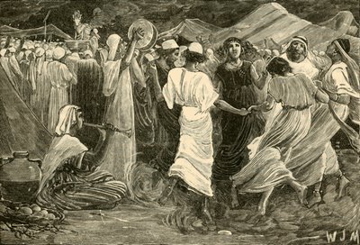 Aron og israelitterne, der tilbeder kalven, 1890. af Unbekannt