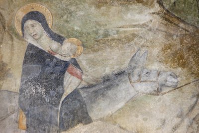 Abondance klosterkirke fresco: flyvningen til Egypten, Abondance, Frankrig af Unbekannt