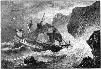 Admiral Somers kører sit skib i land, Bermuda, 1609 c1880 af Unbekannt