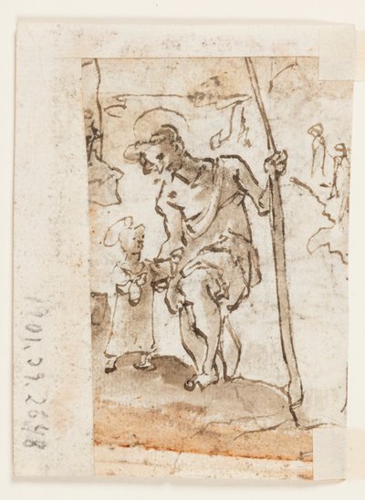 Tilbedelse af magi, St. Christopher og Christ Child af Unbekannt