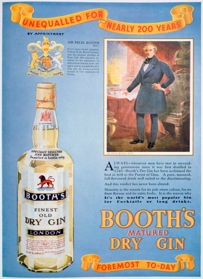 Annonce for Booths gin, 1935 af Unbekannt