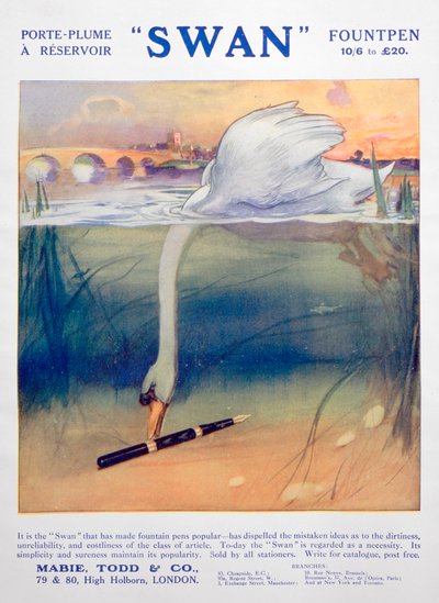 Annonce for Swan fyldepenne, c1906 af Unbekannt