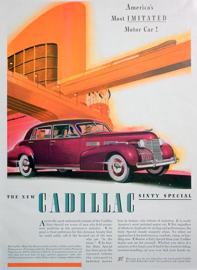 Annonce for Cadillac Sixty Special-bilen, 1940 af Unbekannt