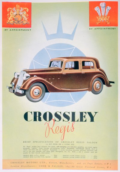 Annonce for Crossley Regis-bilen, 1935 af Unbekannt