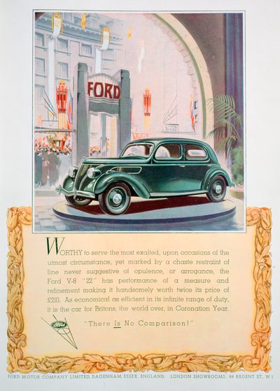 Annonce for Ford V8 22 bil, 1937 af Unbekannt