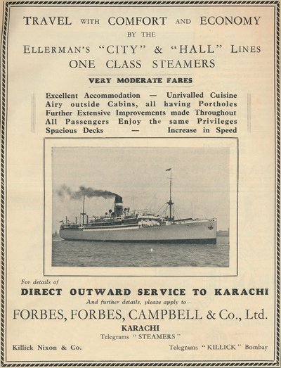 Annonce for Ellermans dampskibe, 1936. af Unbekannt