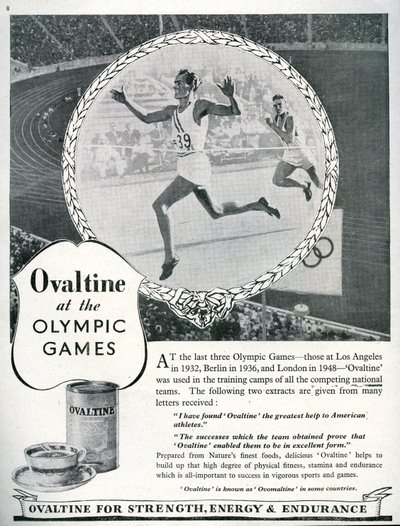 Annonce for Ovaltine ved de olympiske lege i London 1948 (litho) af Unbekannt