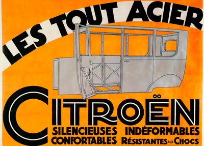 Annonce for Citroen-biler i helt stål, c1924 af Unbekannt