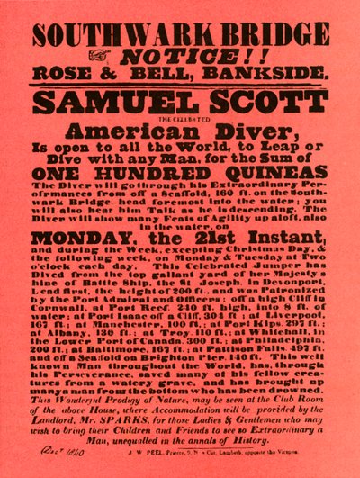 Annonce for stuntshows af Samuel Scott, 1840, 1948. af Unbekannt
