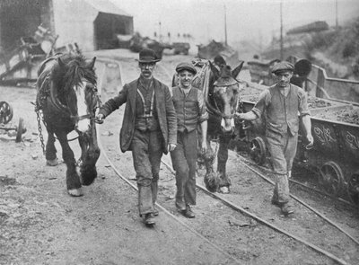 Efter bosættelsen: Minearbejdere tager deres ponyer tilbage til graven, 1915 af Unbekannt