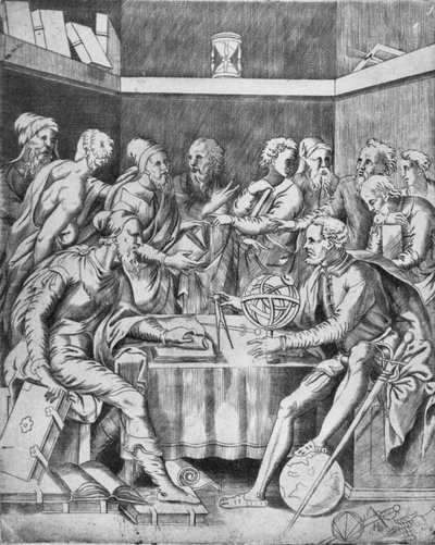 Agrippa underviser sine elever matematisk, 1553, 1936 af Unbekannt