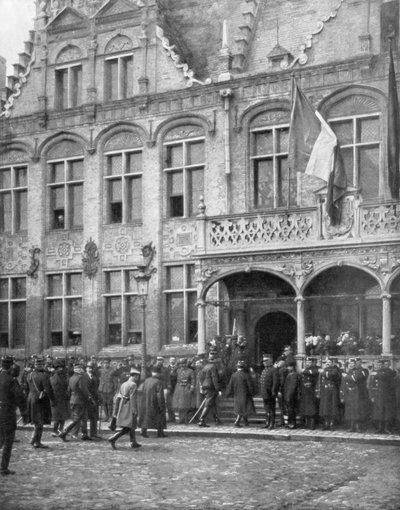 Albert I af Belgien og den franske præsident Poincare mødes i Veurne, Belgien, den 1. november 1914. af Unbekannt