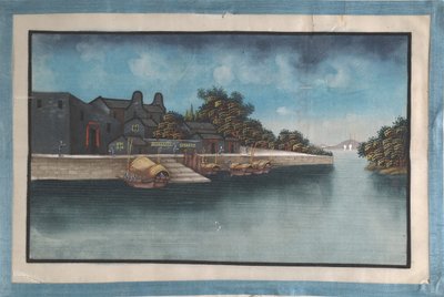 Album indeholdende tolv malerier af scener langs en flod, 1800-tallet. af Unbekannt