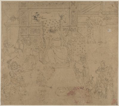 Album med daoistiske og buddhistiske temaer: Kings of Hells: Leaf 34, 1200-tallet. af Unbekannt
