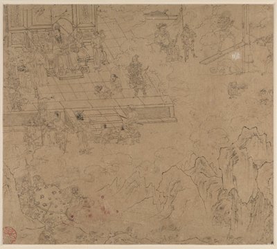 Album med daoistiske og buddhistiske temaer: Kings of Hells: Leaf 39, 1200-tallet. af Unbekannt