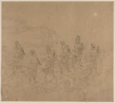 Album med daoistiske og buddhistiske temaer: Procession of Daoist Deities: Leaf 24, 1200-tallet. af Unbekannt