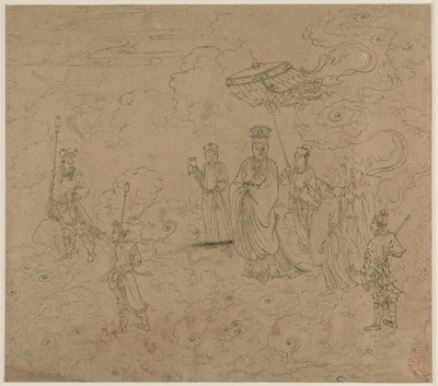 Album med daoistiske og buddhistiske temaer: Procession of Daoist Deities: Leaf 8, 1200-tallet. af Unbekannt