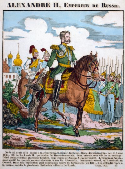 Alexander II, Ruslands tsar, gennemgår tropper, c1855 af Unbekannt