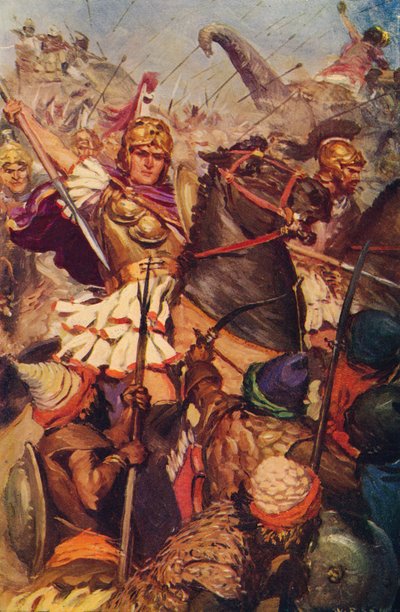 Alexander i slaget med Porus, 326 f.Kr. c1912 af Unbekannt