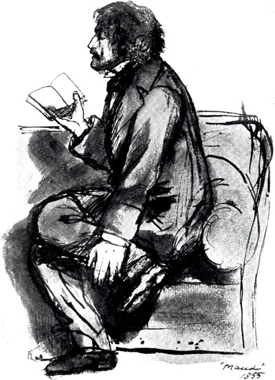 Alfred Tennyson, lst Baron Tennyson 1809-1892, engelsk digter, 1855 af Unbekannt