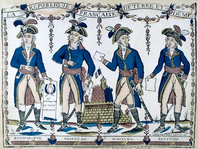 Allegorier af Bonaparte, Augereau, Massina, Berphier, Frankrig, 1789 af Unbekannt