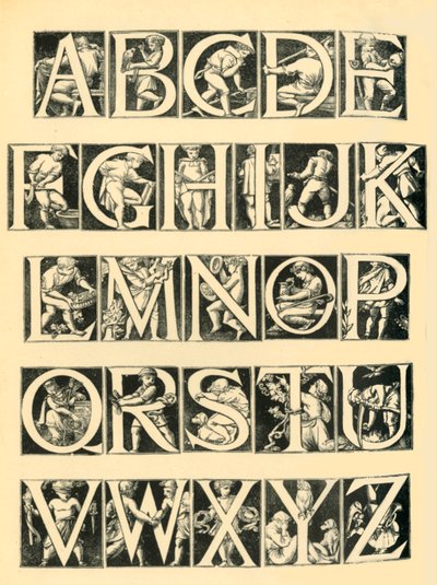 Alfabetdesign til fliser, 1864, 1881. af Unbekannt