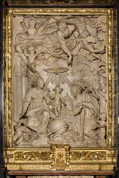 St. Josefs alter eller den hellige families alter, højrelief, Giacomo Bertesi 1668, katedralen Santa Maria Assunta, katedralen, Cremona, Lombardiet, Italien (foto) af Unbekannt