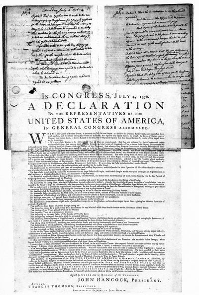 Amerikansk uafhængighedserklæring, 4. juli 1776 af Unbekannt