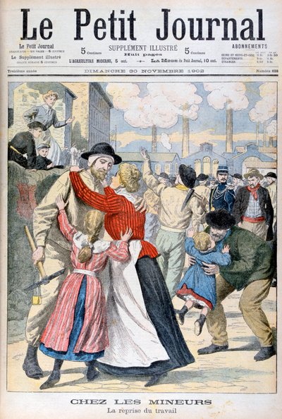 Blandt minearbejderne genoptagelsen af arbejdet, 1902 af Unbekannt